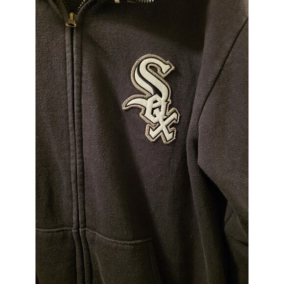 Vtg Majestic Mens Chicago White Sox Baseball Sweatshirt Jacket Full Zip Black M - Picture 3 of 10